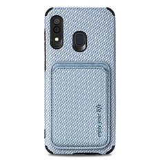 Silikon Hülle Handyhülle Ultra Dünn Schutzhülle Tasche Flexible mit Magnetisch S02D für Samsung Galaxy A20 Blau