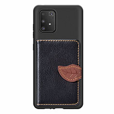 Silikon Hülle Handyhülle Ultra Dünn Schutzhülle Tasche Flexible mit Magnetisch S02D für Samsung Galaxy A91 Schwarz