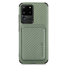 Silikon Hülle Handyhülle Ultra Dünn Schutzhülle Tasche Flexible mit Magnetisch S02D für Samsung Galaxy S20 Ultra 5G Grün
