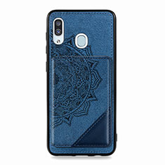 Silikon Hülle Handyhülle Ultra Dünn Schutzhülle Tasche Flexible mit Magnetisch S03D für Samsung Galaxy A30 Blau