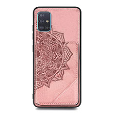 Silikon Hülle Handyhülle Ultra Dünn Schutzhülle Tasche Flexible mit Magnetisch S03D für Samsung Galaxy A51 4G Rosegold
