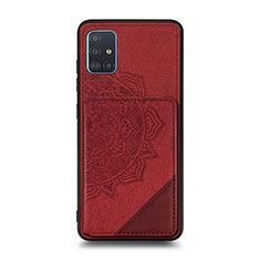 Silikon Hülle Handyhülle Ultra Dünn Schutzhülle Tasche Flexible mit Magnetisch S03D für Samsung Galaxy A51 4G Rot