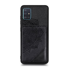 Silikon Hülle Handyhülle Ultra Dünn Schutzhülle Tasche Flexible mit Magnetisch S03D für Samsung Galaxy A51 4G Schwarz