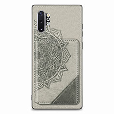 Silikon Hülle Handyhülle Ultra Dünn Schutzhülle Tasche Flexible mit Magnetisch S03D für Samsung Galaxy Note 10 Plus 5G Grau