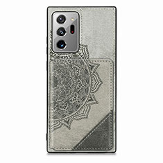 Silikon Hülle Handyhülle Ultra Dünn Schutzhülle Tasche Flexible mit Magnetisch S03D für Samsung Galaxy Note 20 Ultra 5G Grau