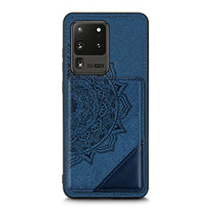 Silikon Hülle Handyhülle Ultra Dünn Schutzhülle Tasche Flexible mit Magnetisch S03D für Samsung Galaxy S20 Ultra 5G Blau