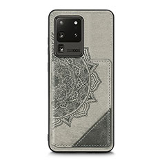 Silikon Hülle Handyhülle Ultra Dünn Schutzhülle Tasche Flexible mit Magnetisch S03D für Samsung Galaxy S20 Ultra 5G Grau