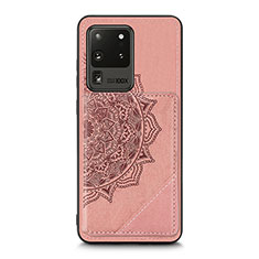 Silikon Hülle Handyhülle Ultra Dünn Schutzhülle Tasche Flexible mit Magnetisch S03D für Samsung Galaxy S20 Ultra 5G Rosegold