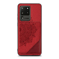 Silikon Hülle Handyhülle Ultra Dünn Schutzhülle Tasche Flexible mit Magnetisch S03D für Samsung Galaxy S20 Ultra 5G Rot