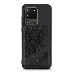 Silikon Hülle Handyhülle Ultra Dünn Schutzhülle Tasche Flexible mit Magnetisch S03D für Samsung Galaxy S20 Ultra 5G Schwarz
