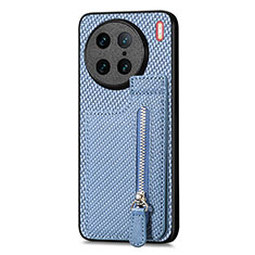 Silikon Hülle Handyhülle Ultra Dünn Schutzhülle Tasche Flexible mit Magnetisch S03D für Vivo X90 Pro 5G Blau