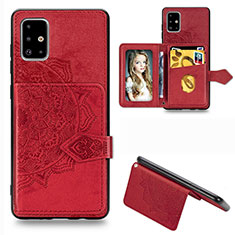 Silikon Hülle Handyhülle Ultra Dünn Schutzhülle Tasche Flexible mit Magnetisch S04D für Samsung Galaxy A51 4G Rot