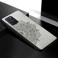 Silikon Hülle Handyhülle Ultra Dünn Schutzhülle Tasche Flexible mit Magnetisch S04D für Samsung Galaxy A91 Grau