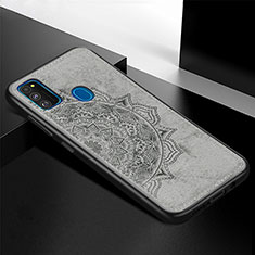 Silikon Hülle Handyhülle Ultra Dünn Schutzhülle Tasche Flexible mit Magnetisch S04D für Samsung Galaxy M21 Grau