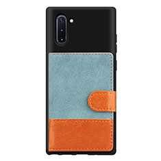 Silikon Hülle Handyhülle Ultra Dünn Schutzhülle Tasche Flexible mit Magnetisch S04D für Samsung Galaxy Note 10 5G Blau