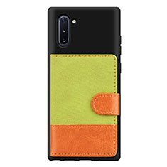 Silikon Hülle Handyhülle Ultra Dünn Schutzhülle Tasche Flexible mit Magnetisch S04D für Samsung Galaxy Note 10 5G Grün