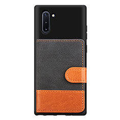 Silikon Hülle Handyhülle Ultra Dünn Schutzhülle Tasche Flexible mit Magnetisch S04D für Samsung Galaxy Note 10 5G Schwarz