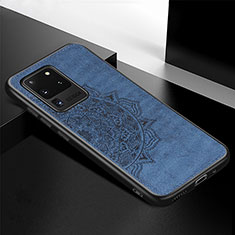 Silikon Hülle Handyhülle Ultra Dünn Schutzhülle Tasche Flexible mit Magnetisch S04D für Samsung Galaxy S20 Ultra Blau