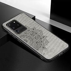 Silikon Hülle Handyhülle Ultra Dünn Schutzhülle Tasche Flexible mit Magnetisch S04D für Samsung Galaxy S20 Ultra Grau