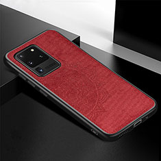Silikon Hülle Handyhülle Ultra Dünn Schutzhülle Tasche Flexible mit Magnetisch S04D für Samsung Galaxy S20 Ultra Rot