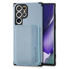 Silikon Hülle Handyhülle Ultra Dünn Schutzhülle Tasche Flexible mit Magnetisch S04D für Samsung Galaxy S22 Ultra 5G Blau