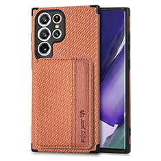 Silikon Hülle Handyhülle Ultra Dünn Schutzhülle Tasche Flexible mit Magnetisch S04D für Samsung Galaxy S22 Ultra 5G Braun