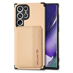 Silikon Hülle Handyhülle Ultra Dünn Schutzhülle Tasche Flexible mit Magnetisch S04D für Samsung Galaxy S22 Ultra 5G Gold