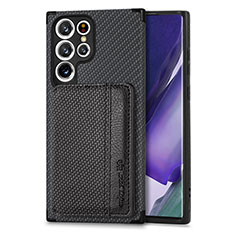 Silikon Hülle Handyhülle Ultra Dünn Schutzhülle Tasche Flexible mit Magnetisch S04D für Samsung Galaxy S22 Ultra 5G Schwarz
