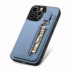 Silikon Hülle Handyhülle Ultra Dünn Schutzhülle Tasche Flexible mit Magnetisch S05D für Apple iPhone 13 Pro Blau