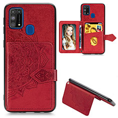 Silikon Hülle Handyhülle Ultra Dünn Schutzhülle Tasche Flexible mit Magnetisch S05D für Samsung Galaxy M21s Rot