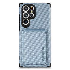 Silikon Hülle Handyhülle Ultra Dünn Schutzhülle Tasche Flexible mit Magnetisch S05D für Samsung Galaxy S22 Ultra 5G Blau