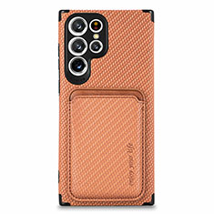 Silikon Hülle Handyhülle Ultra Dünn Schutzhülle Tasche Flexible mit Magnetisch S05D für Samsung Galaxy S22 Ultra 5G Orange