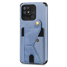 Silikon Hülle Handyhülle Ultra Dünn Schutzhülle Tasche Flexible mit Magnetisch S05D für Xiaomi Redmi 10 India Blau