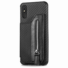Silikon Hülle Handyhülle Ultra Dünn Schutzhülle Tasche Flexible mit Magnetisch S05D für Xiaomi Redmi 9AT Schwarz