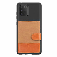 Silikon Hülle Handyhülle Ultra Dünn Schutzhülle Tasche Flexible mit Magnetisch S06D für Samsung Galaxy A91 Braun