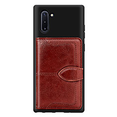 Silikon Hülle Handyhülle Ultra Dünn Schutzhülle Tasche Flexible mit Magnetisch S06D für Samsung Galaxy Note 10 5G Braun