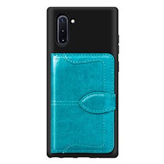 Silikon Hülle Handyhülle Ultra Dünn Schutzhülle Tasche Flexible mit Magnetisch S06D für Samsung Galaxy Note 10 5G Cyan