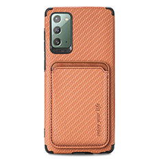 Silikon Hülle Handyhülle Ultra Dünn Schutzhülle Tasche Flexible mit Magnetisch S06D für Samsung Galaxy Note 20 5G Braun