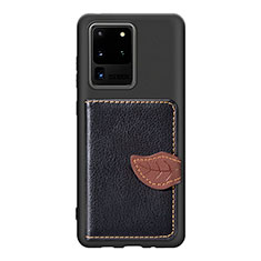 Silikon Hülle Handyhülle Ultra Dünn Schutzhülle Tasche Flexible mit Magnetisch S06D für Samsung Galaxy S20 Ultra Schwarz