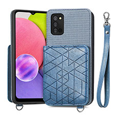 Silikon Hülle Handyhülle Ultra Dünn Schutzhülle Tasche Flexible mit Magnetisch S07D für Samsung Galaxy A02s Blau