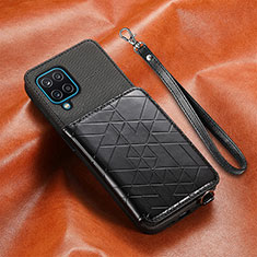 Silikon Hülle Handyhülle Ultra Dünn Schutzhülle Tasche Flexible mit Magnetisch S07D für Samsung Galaxy A12 Schwarz