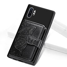 Silikon Hülle Handyhülle Ultra Dünn Schutzhülle Tasche Flexible mit Magnetisch S07D für Samsung Galaxy Note 10 Plus 5G Schwarz