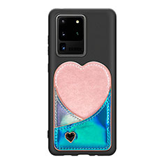 Silikon Hülle Handyhülle Ultra Dünn Schutzhülle Tasche Flexible mit Magnetisch S07D für Samsung Galaxy S20 Ultra Blau