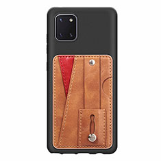 Silikon Hülle Handyhülle Ultra Dünn Schutzhülle Tasche Flexible mit Magnetisch S08D für Samsung Galaxy A81 Braun