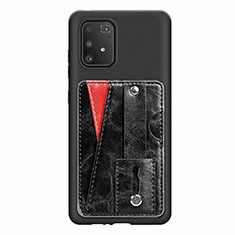 Silikon Hülle Handyhülle Ultra Dünn Schutzhülle Tasche Flexible mit Magnetisch S08D für Samsung Galaxy A91 Schwarz
