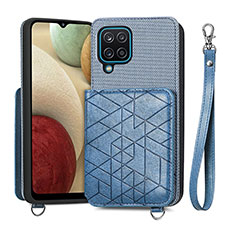 Silikon Hülle Handyhülle Ultra Dünn Schutzhülle Tasche Flexible mit Magnetisch S08D für Samsung Galaxy M12 Blau