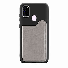 Silikon Hülle Handyhülle Ultra Dünn Schutzhülle Tasche Flexible mit Magnetisch S08D für Samsung Galaxy M21 Grau