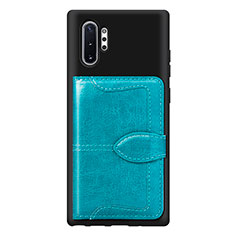 Silikon Hülle Handyhülle Ultra Dünn Schutzhülle Tasche Flexible mit Magnetisch S08D für Samsung Galaxy Note 10 Plus 5G Cyan