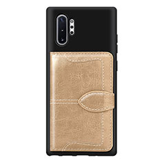 Silikon Hülle Handyhülle Ultra Dünn Schutzhülle Tasche Flexible mit Magnetisch S08D für Samsung Galaxy Note 10 Plus 5G Gold