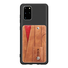 Silikon Hülle Handyhülle Ultra Dünn Schutzhülle Tasche Flexible mit Magnetisch S08D für Samsung Galaxy S20 Plus 5G Braun